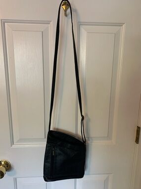 Classic Black Leather Crossbody with Braided Strap
